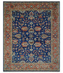 Blue and Rust Turkish Design Traditional Serapi 8X10 Hand Knotted Wool Area Rug by The Rug Decor