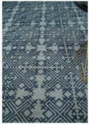 Blue and silver Hand carved Design Traditional Medallion Hand knotted 10x14 wool Area Rug by The Rug Decor