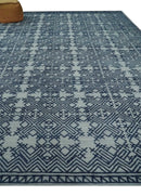Blue and silver Hand carved Design Traditional Medallion Hand knotted 10x14 wool Area Rug by The Rug Decor
