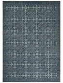 Blue and silver Hand carved Design Traditional Medallion Hand knotted 10x14 wool Area Rug by The Rug Decor