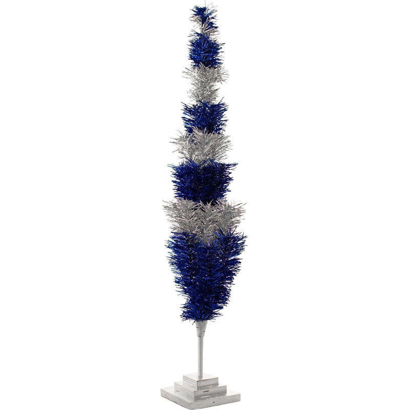 Blue & Silver Layered Tinsel Christmas Tree