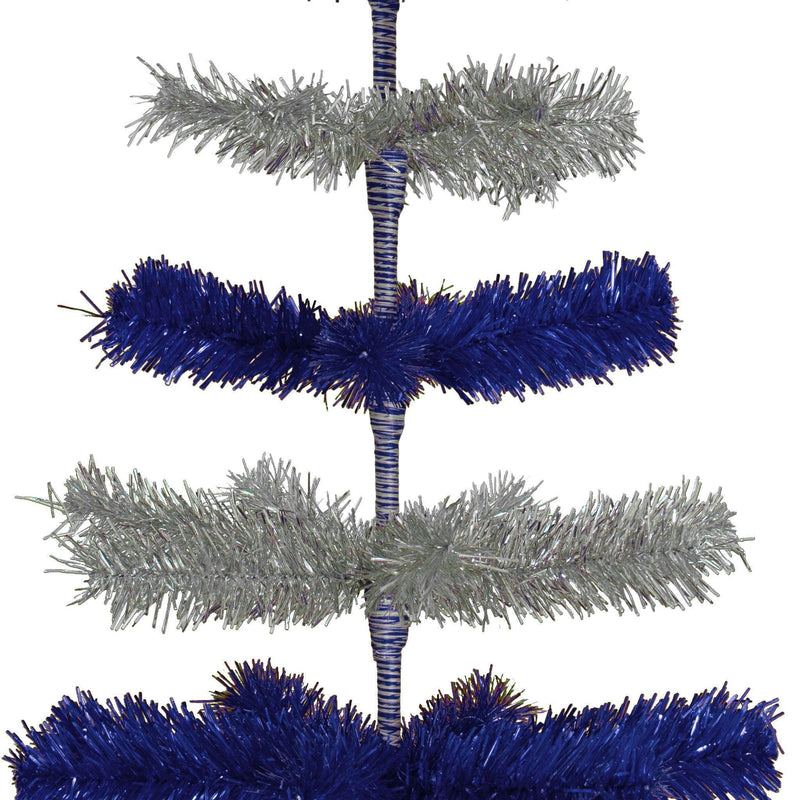 Blue & Silver Layered Tinsel Christmas Tree