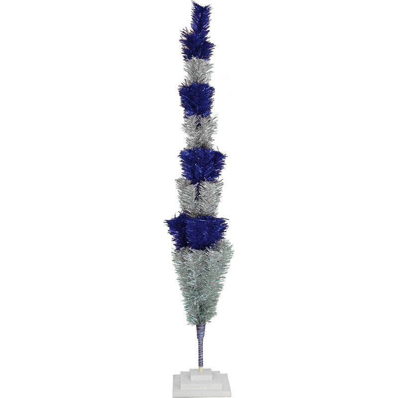 Blue & Silver Layered Tinsel Christmas Tree