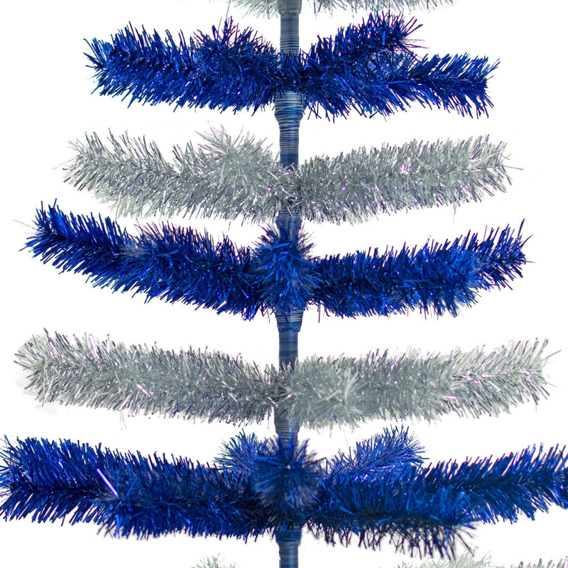 Blue & Silver Layered Tinsel Christmas Tree