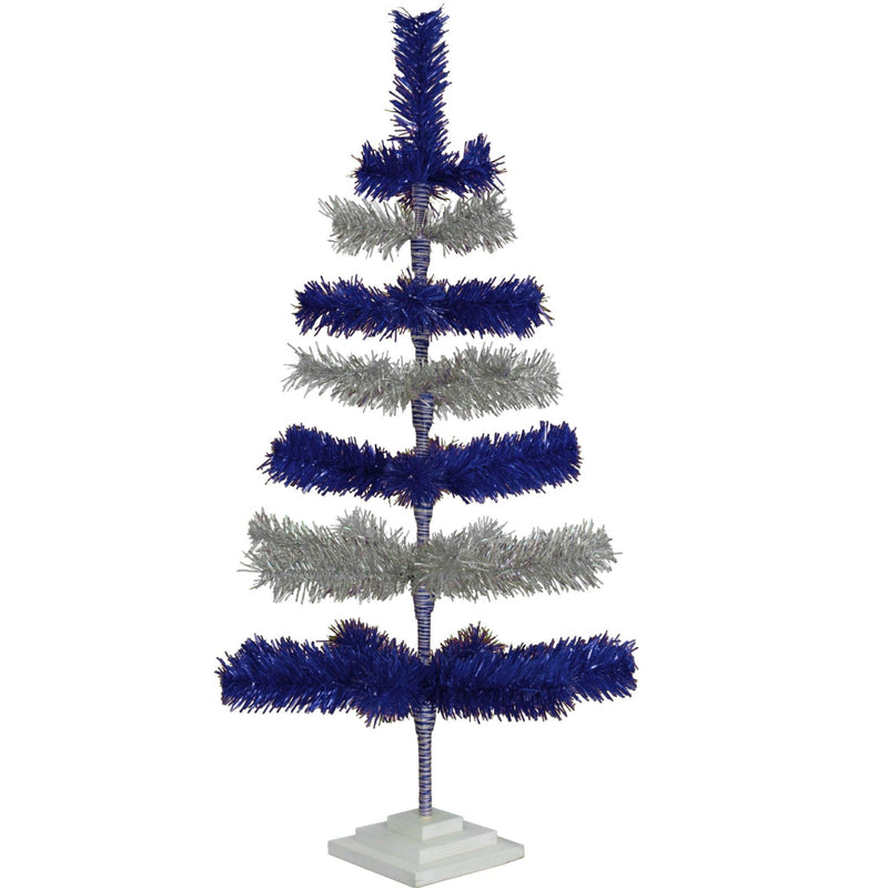 Blue & Silver Layered Tinsel Christmas Tree