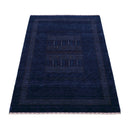 Blue And White Center Pattern Design Hand Loomed Wool Area Rug