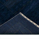 Blue And White Center Pattern Design Hand Loomed Wool Area Rug