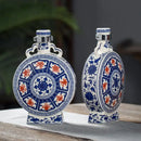 GobekUsa Blue and White Eight Treasures Ceramic Vase - Home Decor Ornament