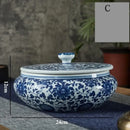 GobekUsa Blue Flower Ceramic Tea Caddy Jar - Living Room Decor or Home Ornament