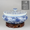 GobekUsa Blue Flower Ceramic Tea Caddy Jar - Living Room Decor or Home Ornament