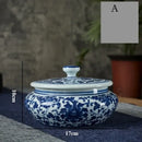 GobekUsa Blue Flower Ceramic Tea Caddy Jar - Living Room Decor or Home Ornament