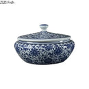 GobekUsa Blue Flower Ceramic Tea Caddy Jar - Living Room Decor or Home Ornament