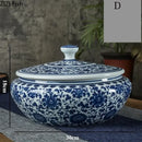 GobekUsa Blue Flower Ceramic Tea Caddy Jar - Living Room Decor or Home Ornament