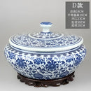 GobekUsa Blue Flower Ceramic Tea Caddy Jar - Living Room Decor or Home Ornament