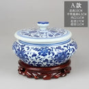 GobekUsa Blue Flower Ceramic Tea Caddy Jar - Living Room Decor or Home Ornament