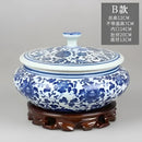 GobekUsa Blue Flower Ceramic Tea Caddy Jar - Living Room Decor or Home Ornament