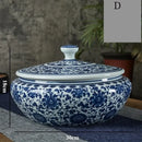 GobekUsa Blue Flower Ceramic Tea Caddy Jar - Living Room Decor or Home Ornament