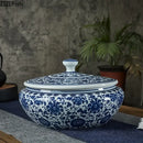 GobekUsa Blue Flower Ceramic Tea Caddy Jar - Living Room Decor or Home Ornament