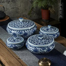 GobekUsa Blue Flower Ceramic Tea Caddy Jar - Living Room Decor or Home Ornament