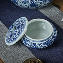 GobekUsa Blue Flower Ceramic Tea Caddy Jar - Living Room Decor or Home Ornament