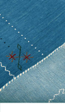 Blue and White Hand Loomed Gabbeh Tribal Border Wool Area Rug by The Rug Decor