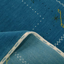 Blue And White Gabbeh Border Design Hand Loomed Wool Area Rug