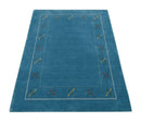 Blue and White Hand Loomed Gabbeh Tribal Border Wool Area Rug by The Rug Decor
