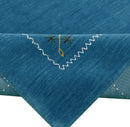 Blue and White Hand Loomed Gabbeh Tribal Border Wool Area Rug by The Rug Decor