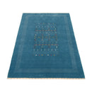 Blue And White Gabbeh Design Hand Loomed Wool Area Rug