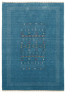 Blue And White Gabbeh Design Hand Loomed Wool Area Rug