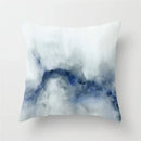 Blue and white geometric heart round cushion cover living room decor by Decorbites