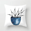 Blue and white geometric heart round cushion cover living room decor by Decorbites