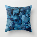 Blue and white geometric heart round cushion cover living room decor by Decorbites