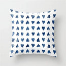 Blue and white geometric heart round cushion cover living room decor by Decorbites