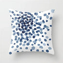 Blue and white geometric heart round cushion cover living room decor by Decorbites