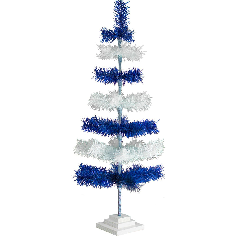 Blue & White Layered Tinsel Christmas Tree