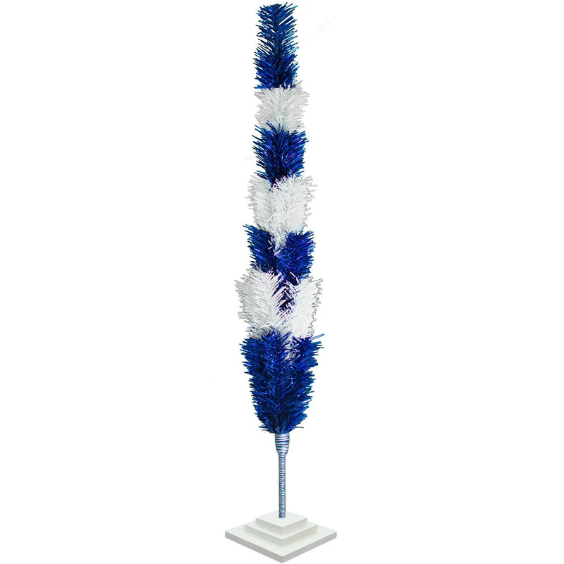 Blue & White Layered Tinsel Christmas Tree