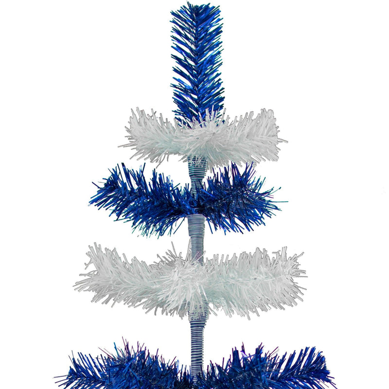 Blue & White Layered Tinsel Christmas Tree