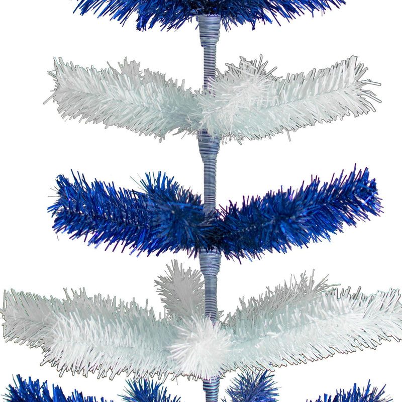 Blue & White Layered Tinsel Christmas Tree