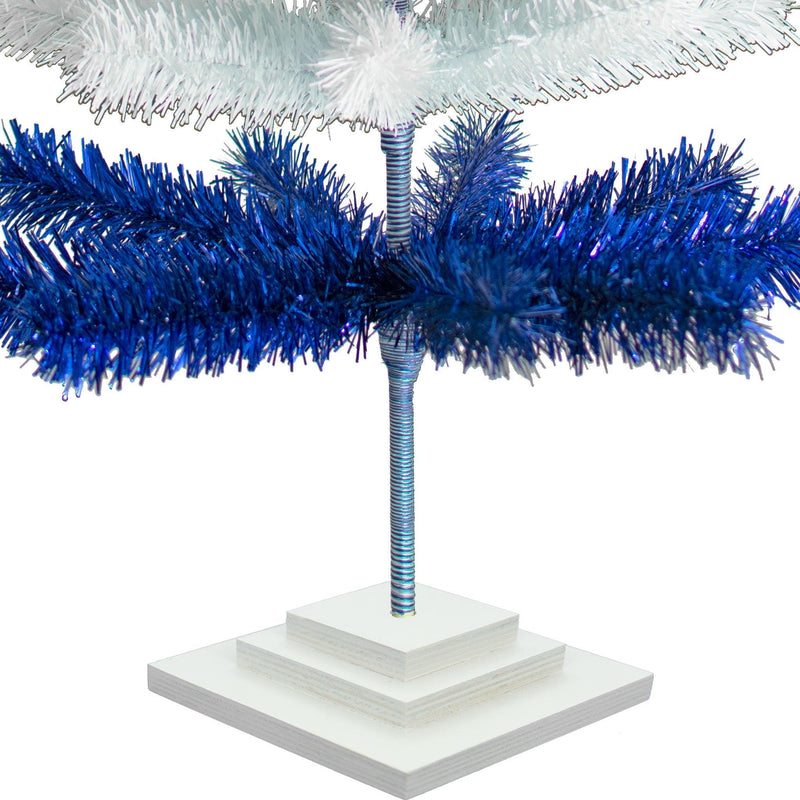 Blue & White Layered Tinsel Christmas Tree