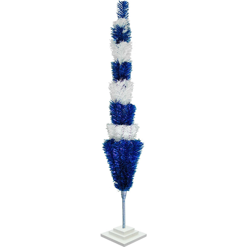 Blue & White Layered Tinsel Christmas Tree