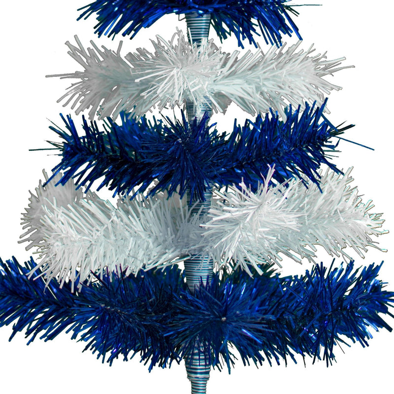 Blue & White Layered Tinsel Christmas Tree