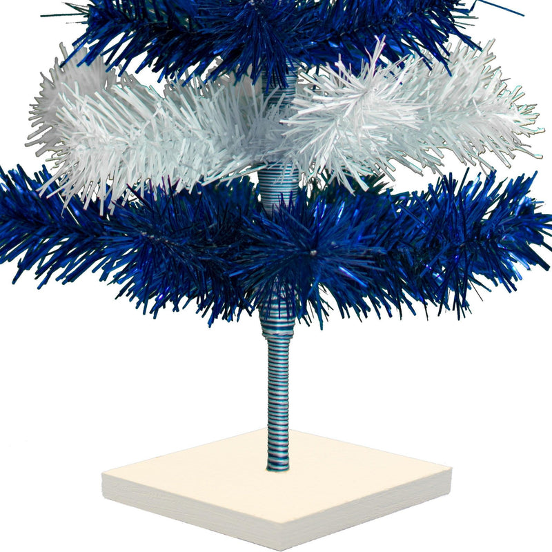 Blue & White Layered Tinsel Christmas Tree