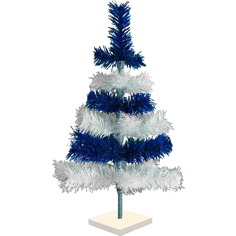 Blue & White Layered Tinsel Christmas Tree