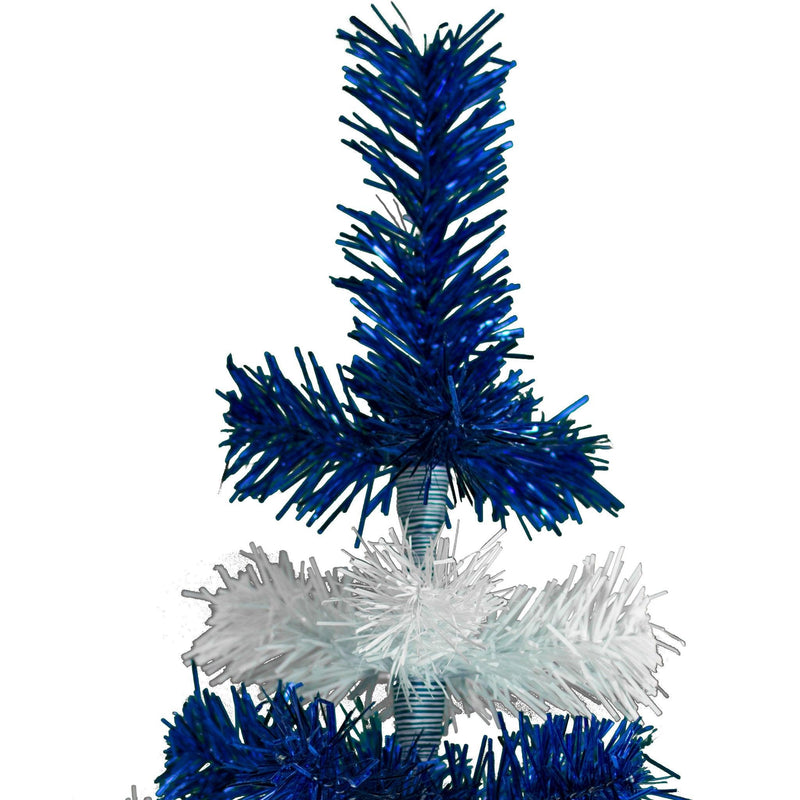 Blue & White Layered Tinsel Christmas Tree