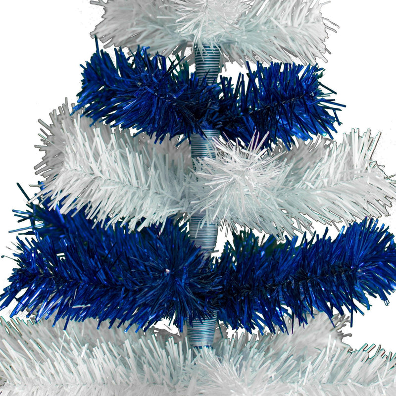 Blue & White Layered Tinsel Christmas Tree