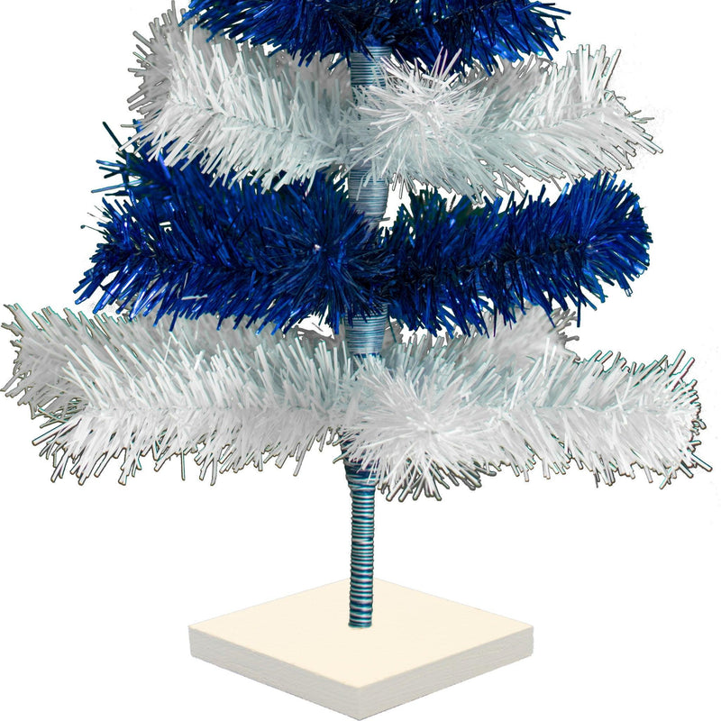 Blue & White Layered Tinsel Christmas Tree