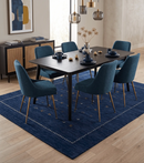 Blue And White Modern Wool Area Rug - Hand Loomed Contemporary by The Rug Decor