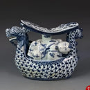 GobekUsa Blue White Porcelain Child Sleep Dragon Boat Statue