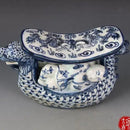 GobekUsa Blue White Porcelain Child Sleep Dragon Boat Statue